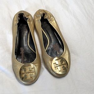 Tory Burch gold ballerina flats size 5